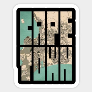 Cape Town, South Africa City Map Typography - Vintage Sticker